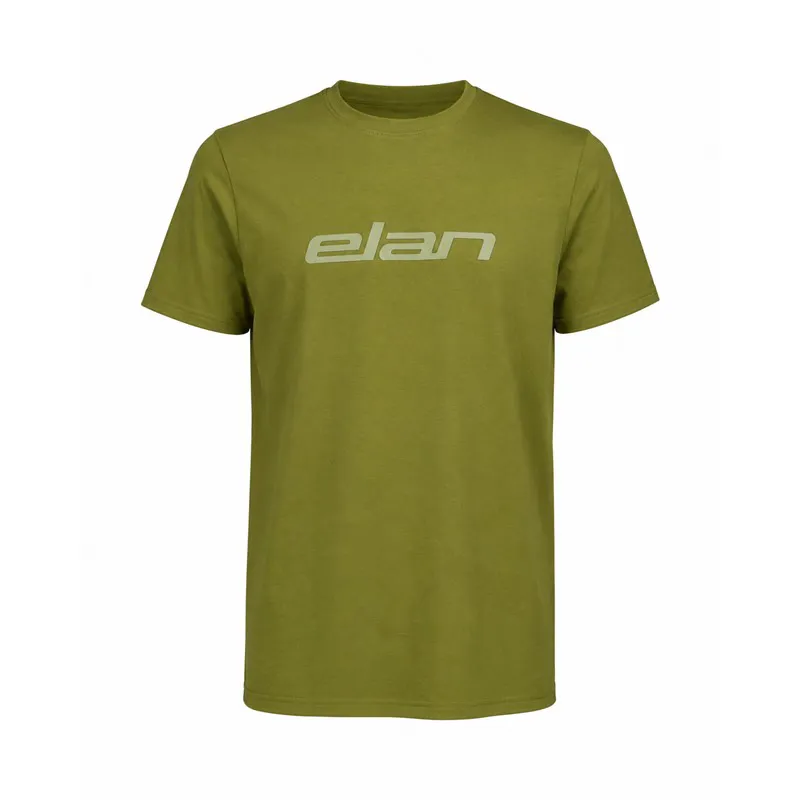Moška majica s kratkimi rokavi ELAN LOGO OLIVE iz organskega bombaža z značilnim logotipom Elan.